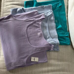 3-GAP Tank Tops, Size L. Teal, Light Blue and Lavender